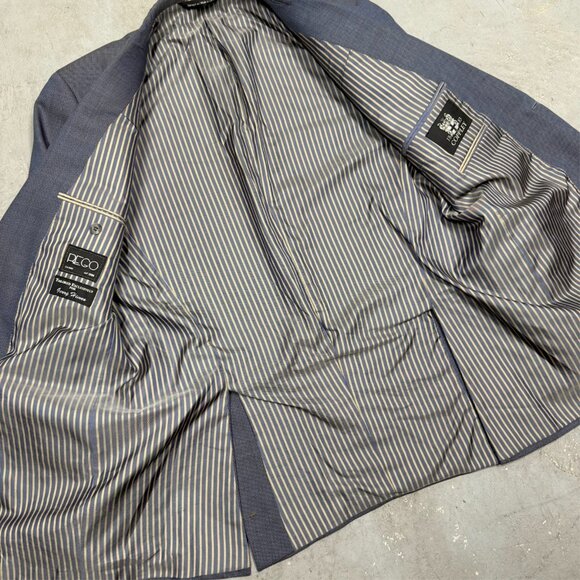 Coppley 1881 Blazer Iridescente Wool Sport Coat Birdseye Blue 46L - Picture 6 of 9